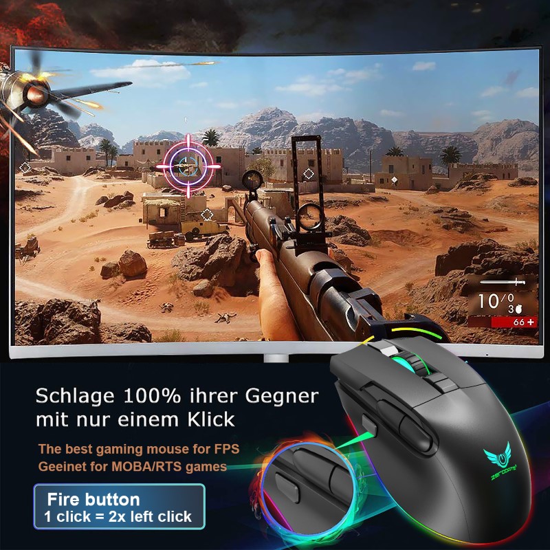 Chuột không dây LED RGB 3200 DPI Gaming Mouse T27 cho máy tính laptop hàng nhập khẩu