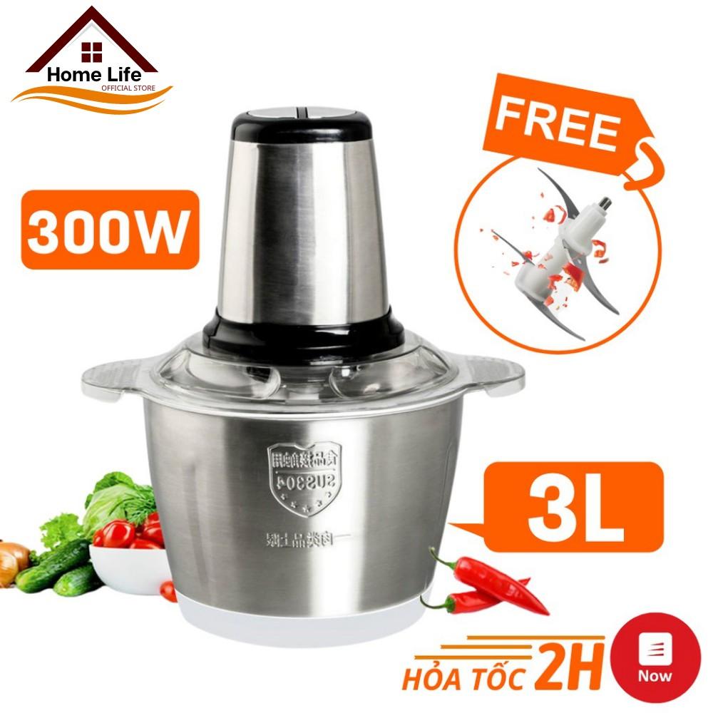 Máy Xay Thịt Cối Inox 304 Dung Tích 3L Công Suất 300W - Cối Xay Thực Phẩm Đa Năng