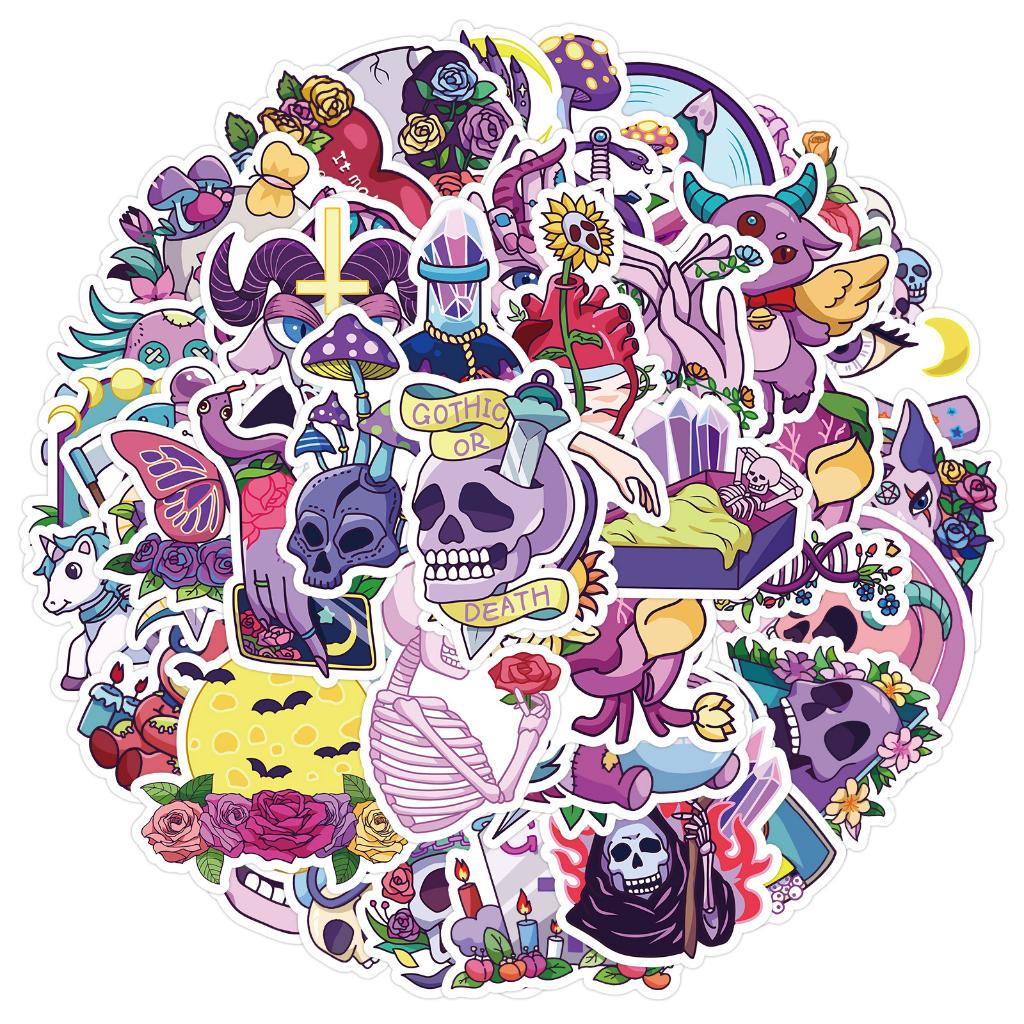 Sticker GOTHIC TONE TÍM CHIBI hoạt hình trang trí mũ bảo hiểm,guitar,ukulele,điện thoại,sổ tay,laptop-mẫu S154