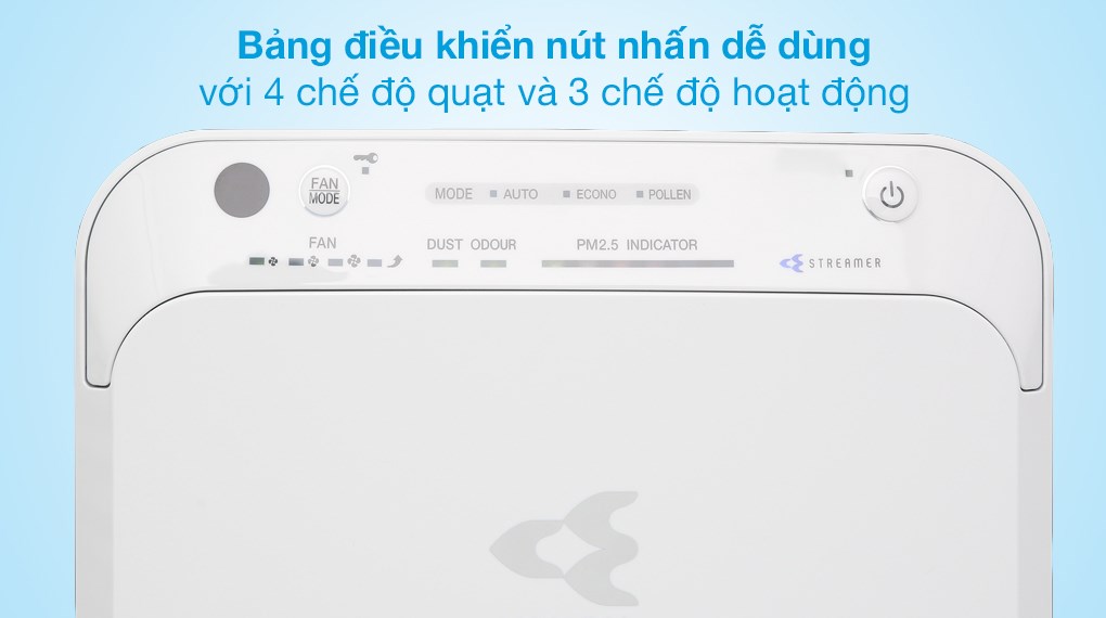 Máy Lọc Không Khí DAIKIN MCK55TVM6 Công nghệ Streamer 3C Tích Hợp Ion Plasma, Lõi Lọc Tuổi Thọ Lên Đến 10 Năm, Diệt Khuẩn Và Lọc Sạch 99,97% Bụi Bẩn, Diện Tích Sử Dụng 40 m2, Công Suất 58W - Hàng Chính Hãng