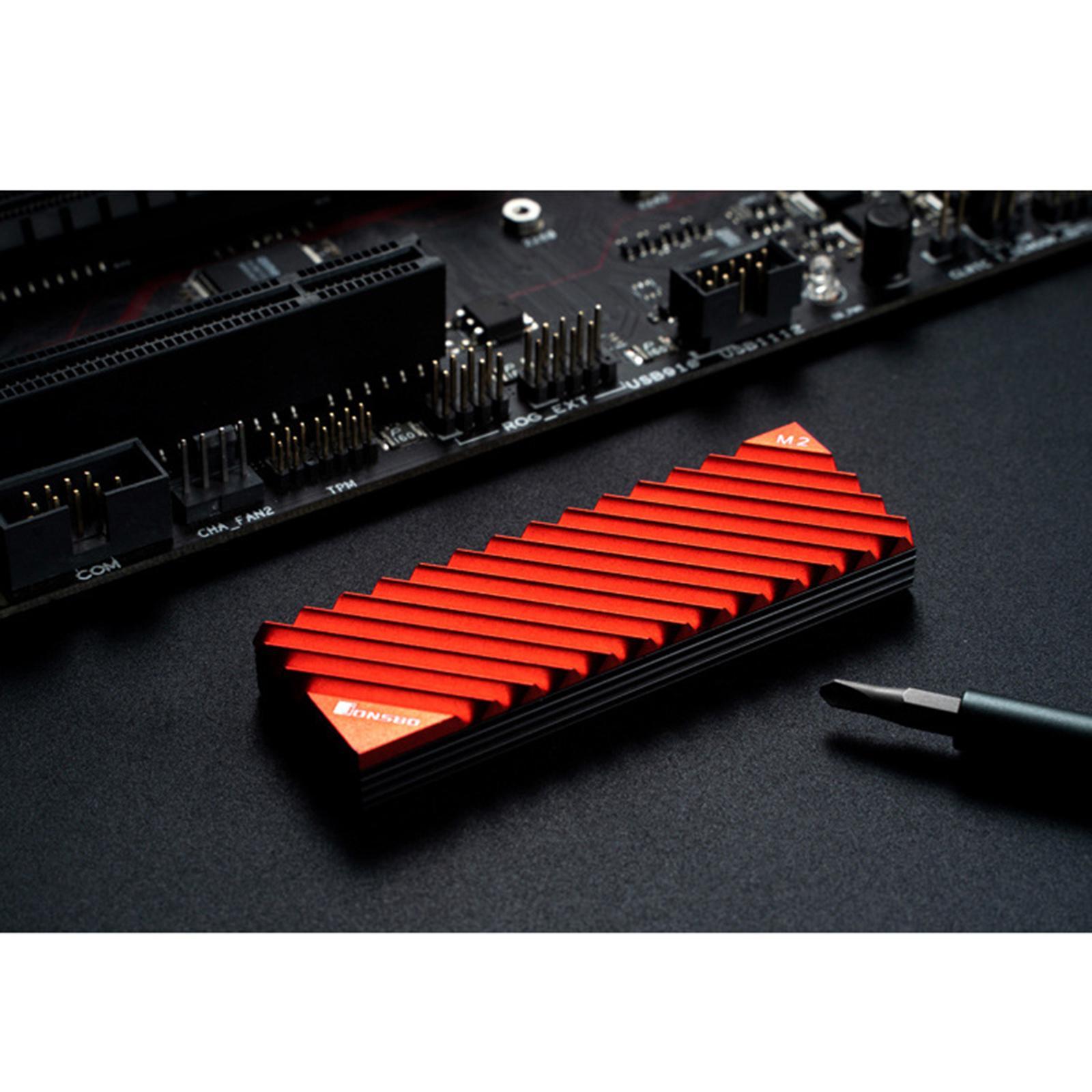 2280 SSD Solid State Heat Sink with Thermal Pad for Desktop PC Red