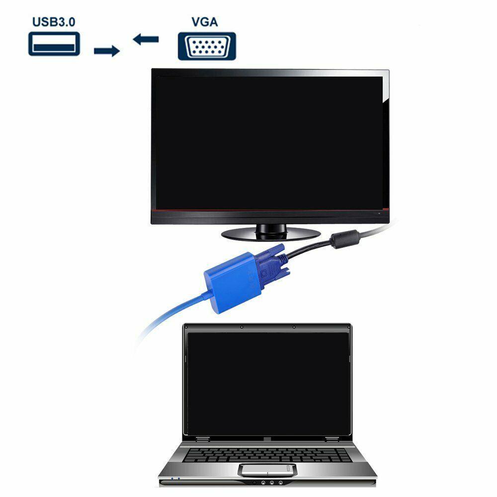 Cáp Chuyển Đổi USB 3.0 Sang VGA 1080P Cho Máy Tính Windows 7 8 10 Nhiều Màu Sắc