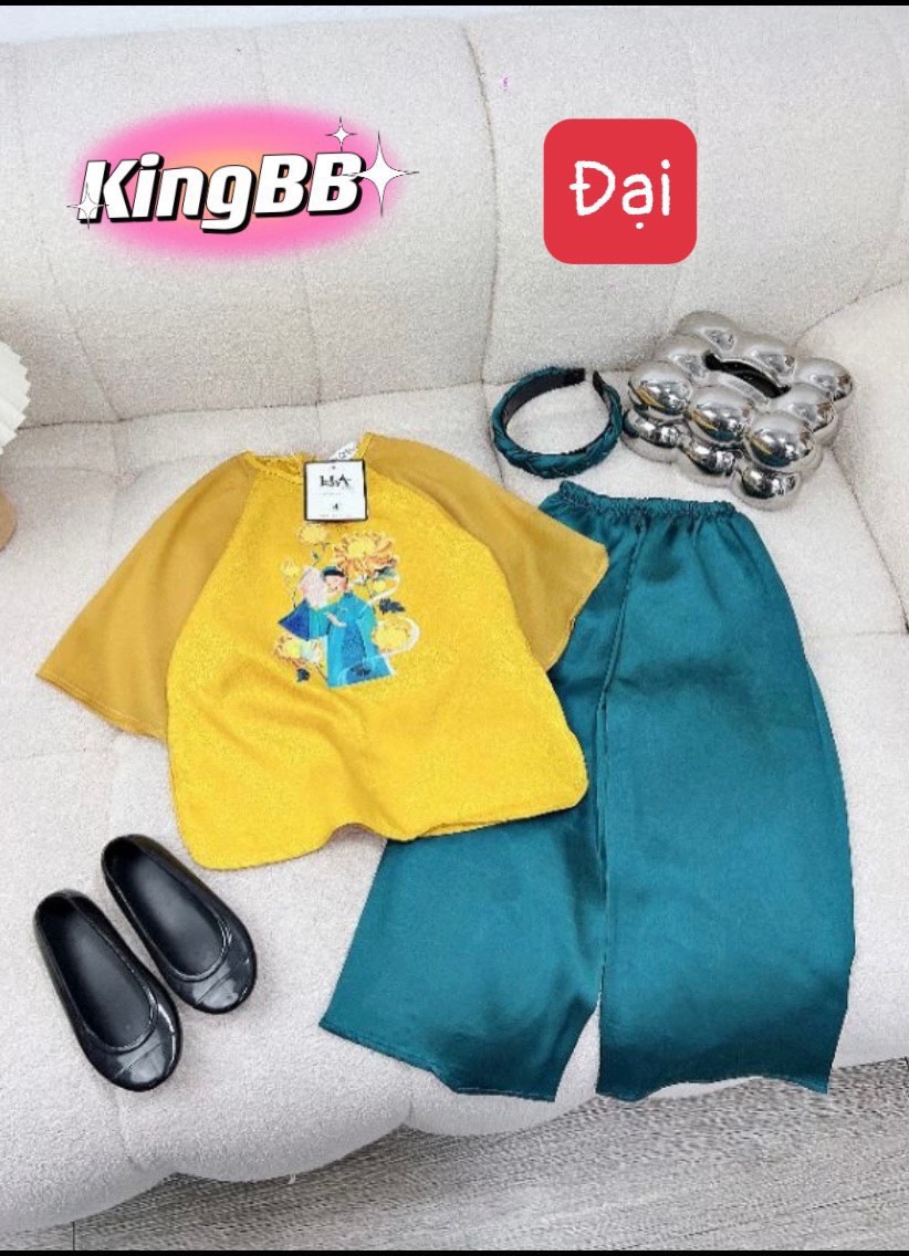 Bộ bà ba cho bé gái đi chơi biểu diễn đẹp từ 12-40kg chất lụa mềm mát