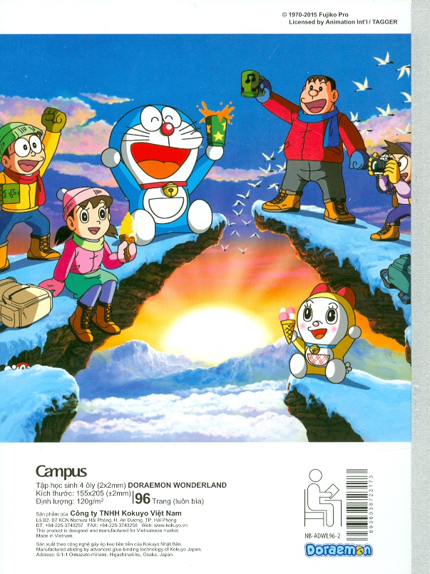 Tập Campus NB-ADWL96 DORAEMON WONDERLAND 96 trang 4 ô ly (mẫu ngẫu nhiên)