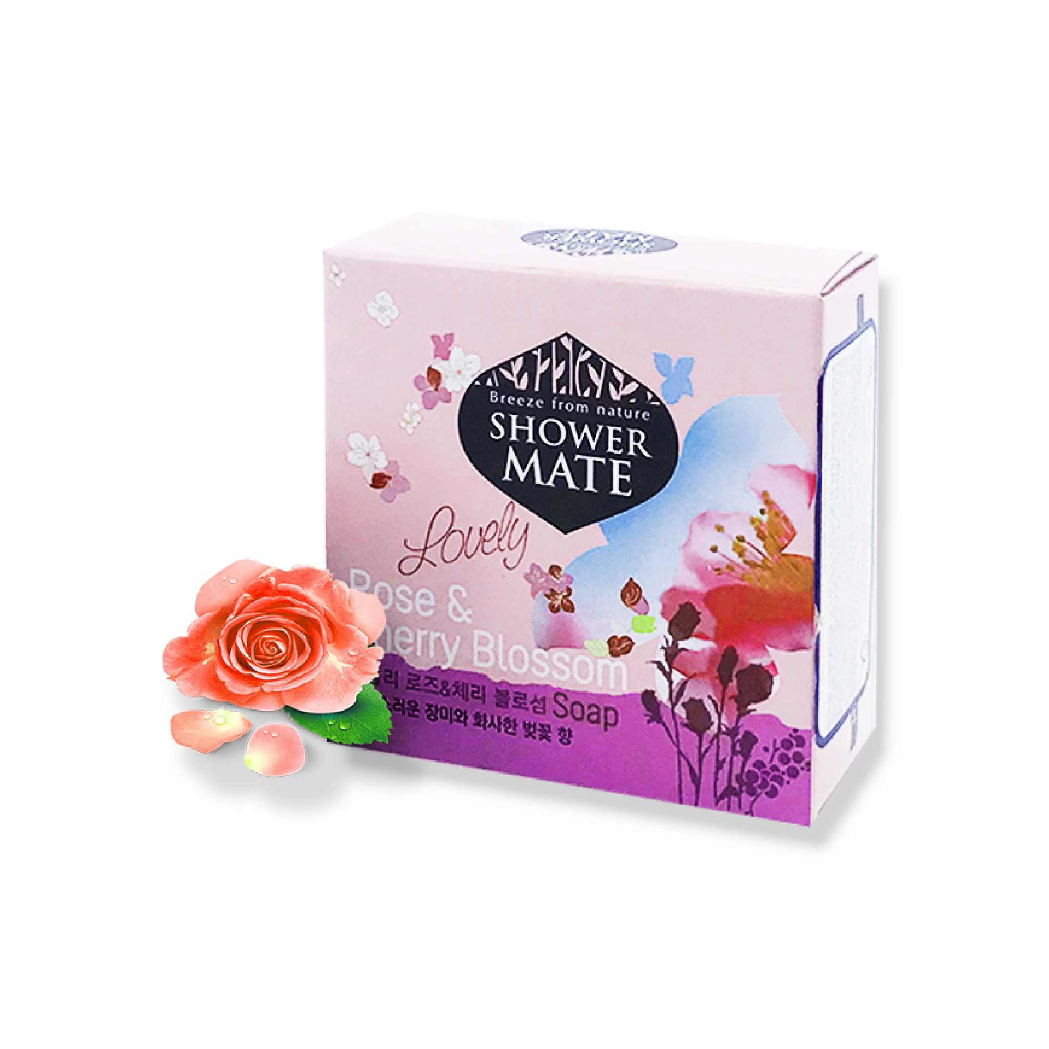 Xà bông tắm dưỡng da cao cấp giúp da mịn màng và làm sạch da SHOWERMATE Rose &amp; Cherry Blossom 100g - Hàn Quốc Chính Hãng