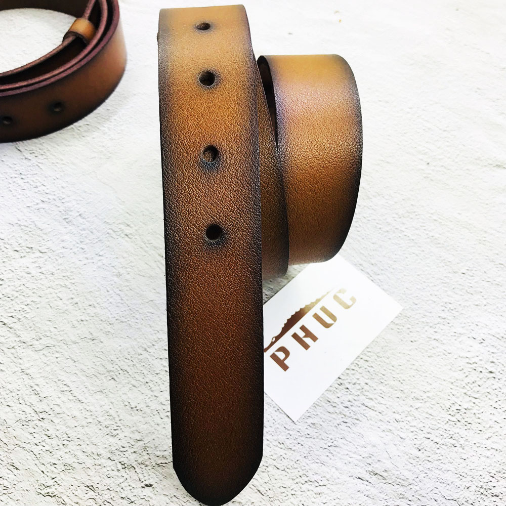 Thắt lưng nam da bò bản 4cm, Dây nịt nam da bò nguyên tấm không đầu khóa bảo hành 2 năm