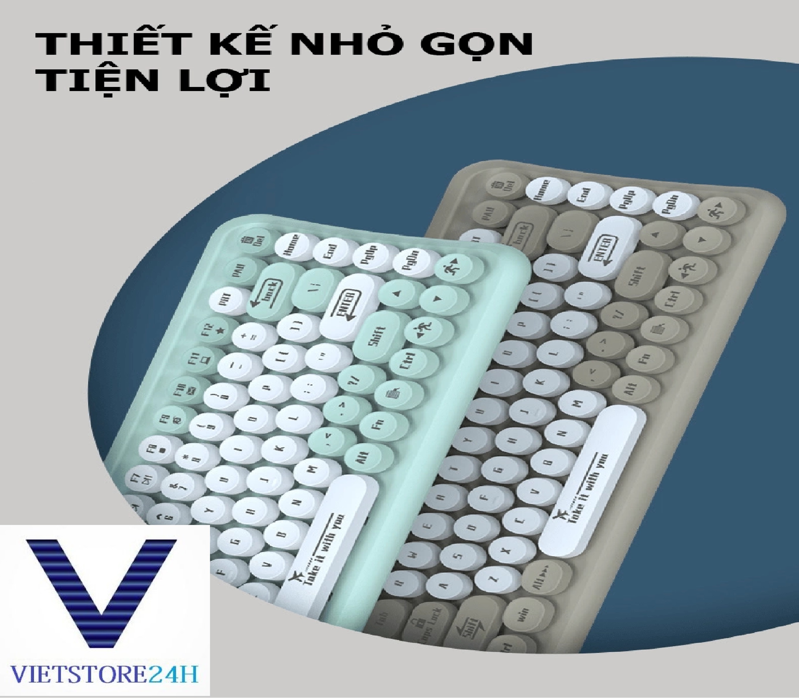 Bộ Bàn Phím Tròn Và Chuột Không Dây LANGTU LT700 dùng cho văn phòng VT - Hàng chính hãng