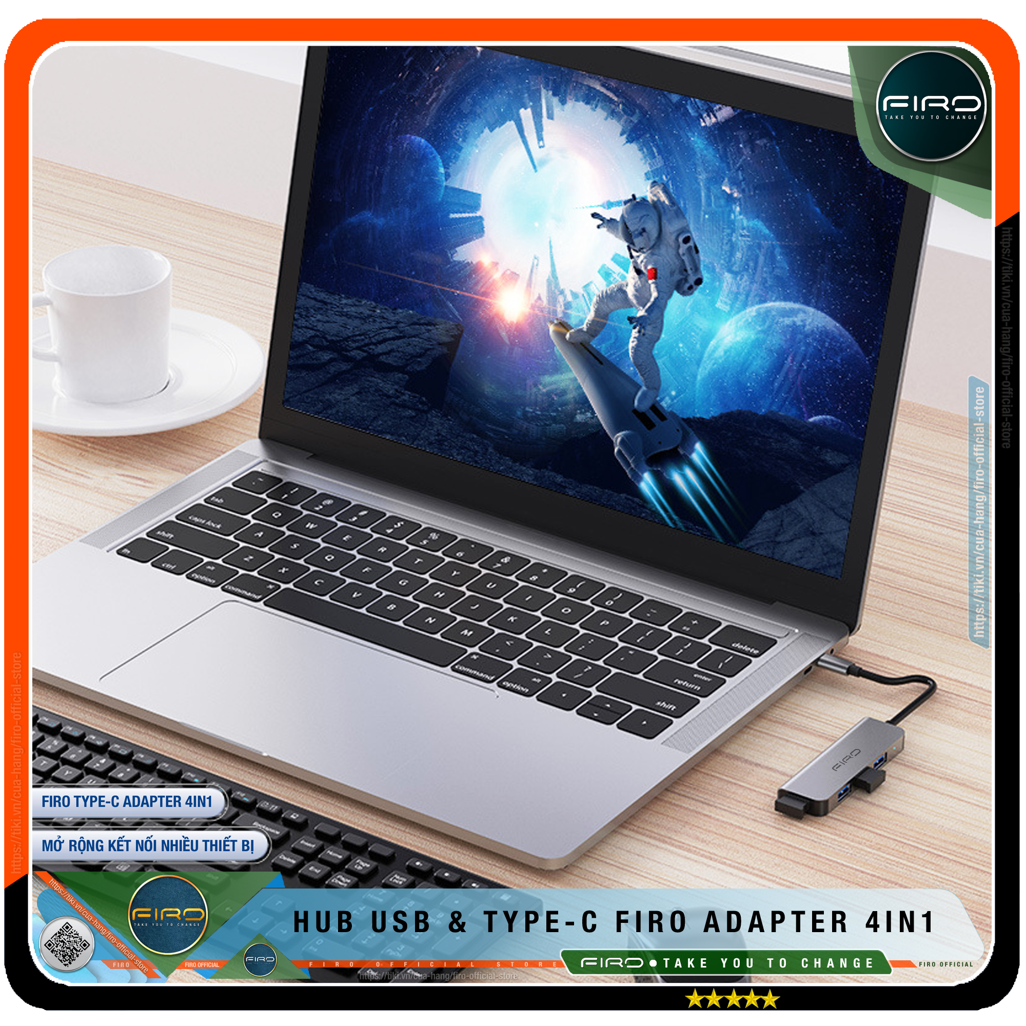 Hub Type C FIRO Và Hub USB FIRO 3.0 Adapter 4in1 - Bộ Chia USB FIRO Ra Nhiều Cổng Kết Nối Chuyển Đổi Cho Laptop,PC, Máy Tính Đa Năng - Hub FIRO Hỗ Trợ Sạc Pin, Kết Nối Đa Năng Ổ Cứng, Bàn Phím, Chuột, Máy In, Thiết Bị Chia Ổ USB - Hàng Chính Hãng