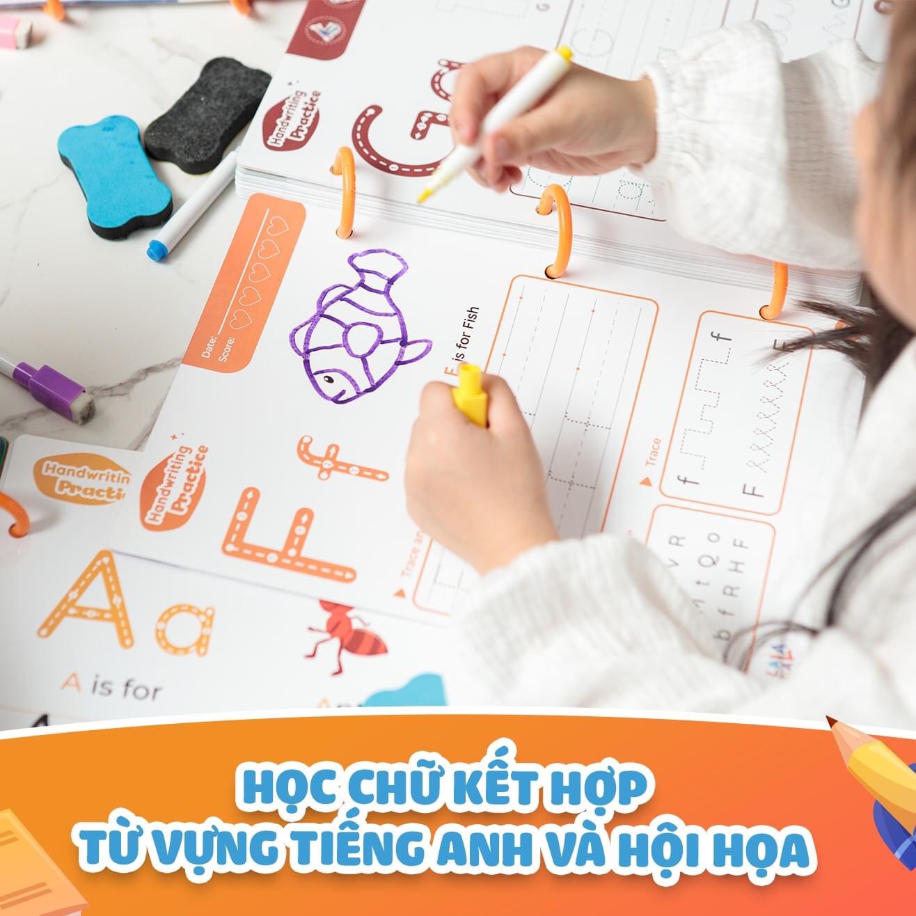 Học liệu giáo dục sớm Lalala baby , luyện học và viết chữ số, tô xóa được, CAM KẾT sản phẩm giống hình