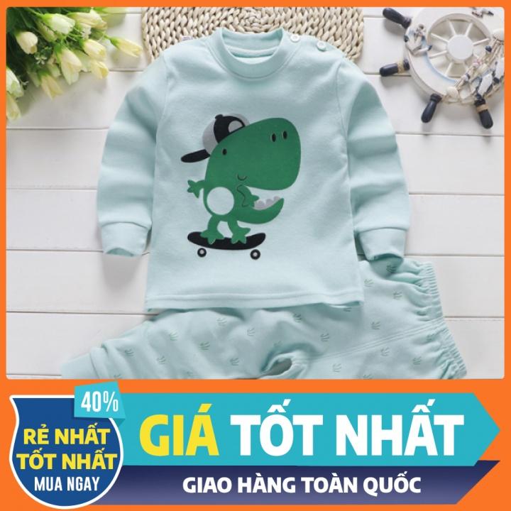 Bộ nỉ cho bé trai bé gái thu đông chất liệu cotton mềm mịn hình khủng long