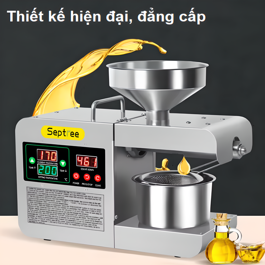 Máy ép dầu thực vật Septree X8S chuyên dụng, dùng trong gia đình Thương hiệu Mỹ cao cấp, Ép 4-6kg/1 giờ, Công suất 600-820W - Hàng Nhập Khẩu, Bảo Hành 1 Năm