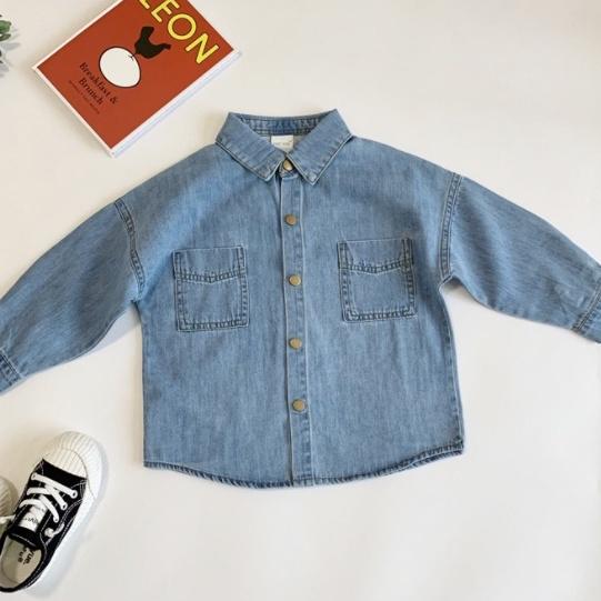 Áo sơ mi denim jean nhạt cho bé A661