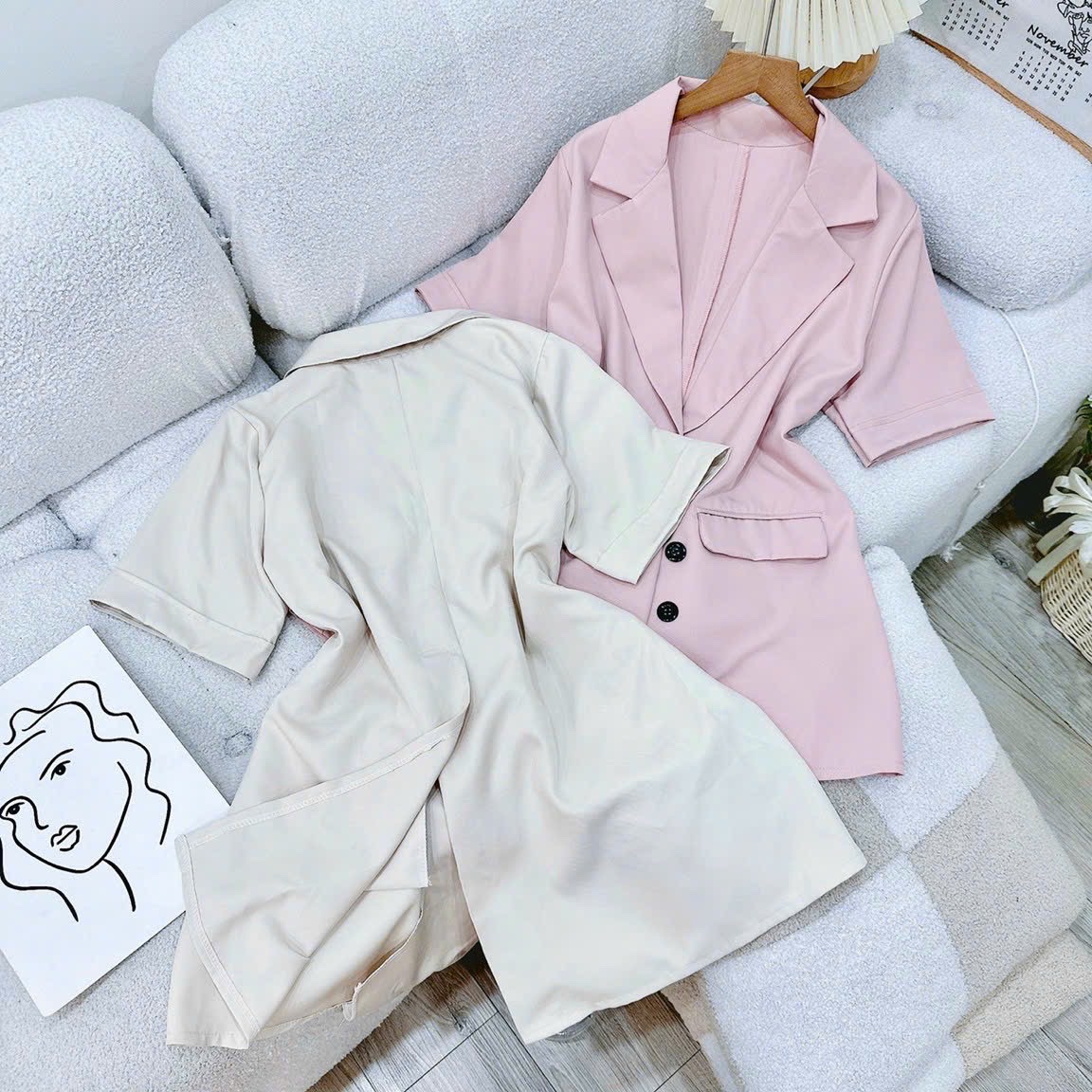 ÁO KHOÁC BLAZER / VEST NỮ PASTEL TAY LỬNG RỘNG SUÔNG TRƠN + QUẦN NGẮN GIẢ VÁY LƯNG CAO ỐNG RỘNG SHORTS + ÁO DÂY CROPTOP ĐI TIỆC ĐI LÀM CÔNG SỞ ĐI CHƠI DẠO PHỐ