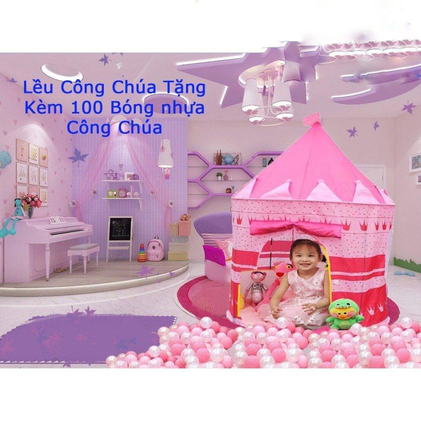 Lều hoàng tử công chúa trò chơi em bé tặng kèm 100 quả bóng