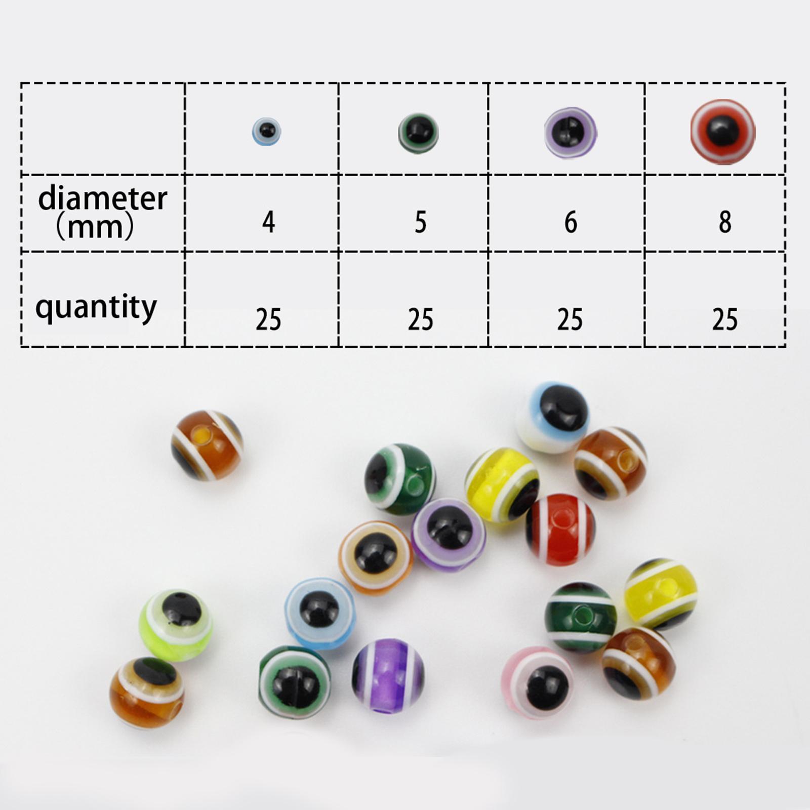 100x 4/5/6/8mm Fish Eye Fishing Beads Mixed Color DIY Kit Fishing Line Beads