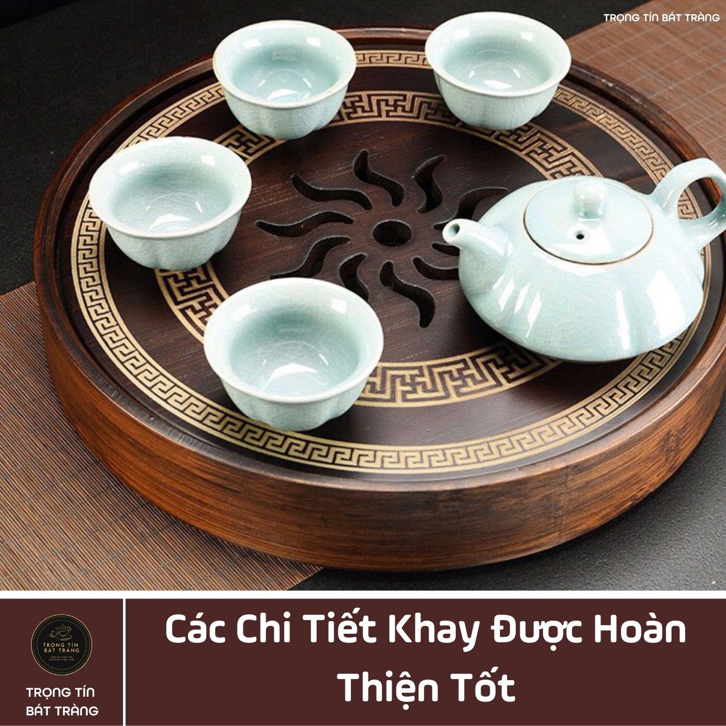 Khay Trà Tre Cao Cấp Hình Tròn 3 Kích Thước KT 65