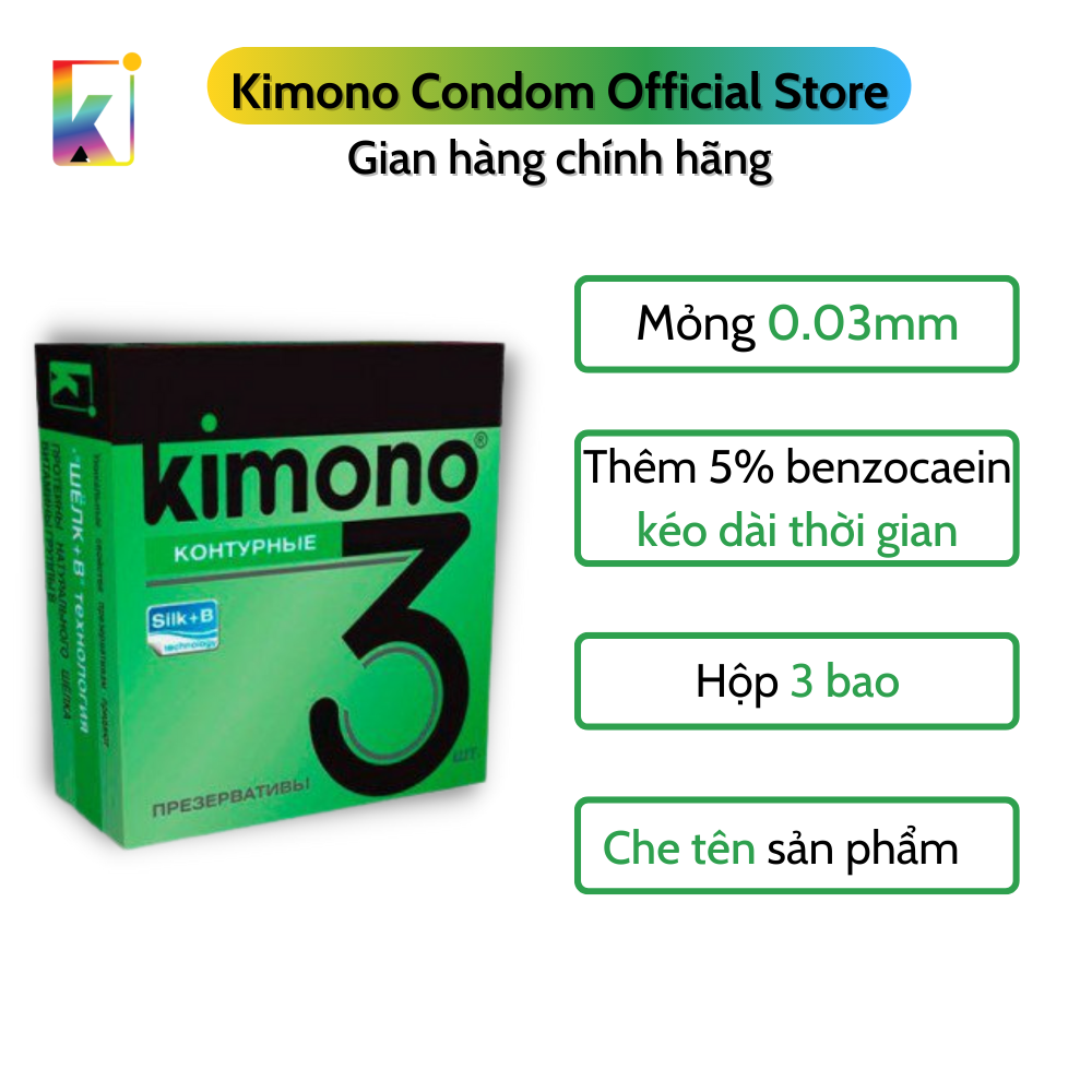 Combo 3 hộp Bao cao su Kimono Siêu mỏng - Loại 3 bao/hộp