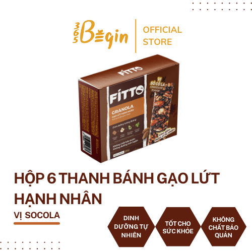 HỘP 6 THANH NĂNG LƯỢNG FITTO CHOCOLATE TỪ HẠT &amp; GẠO LỨT VỊ SÔ CÔ LA DÀNH CHO NGƯỜI ĂN KIÊNG, EAT LEAN, ĂN CHAY