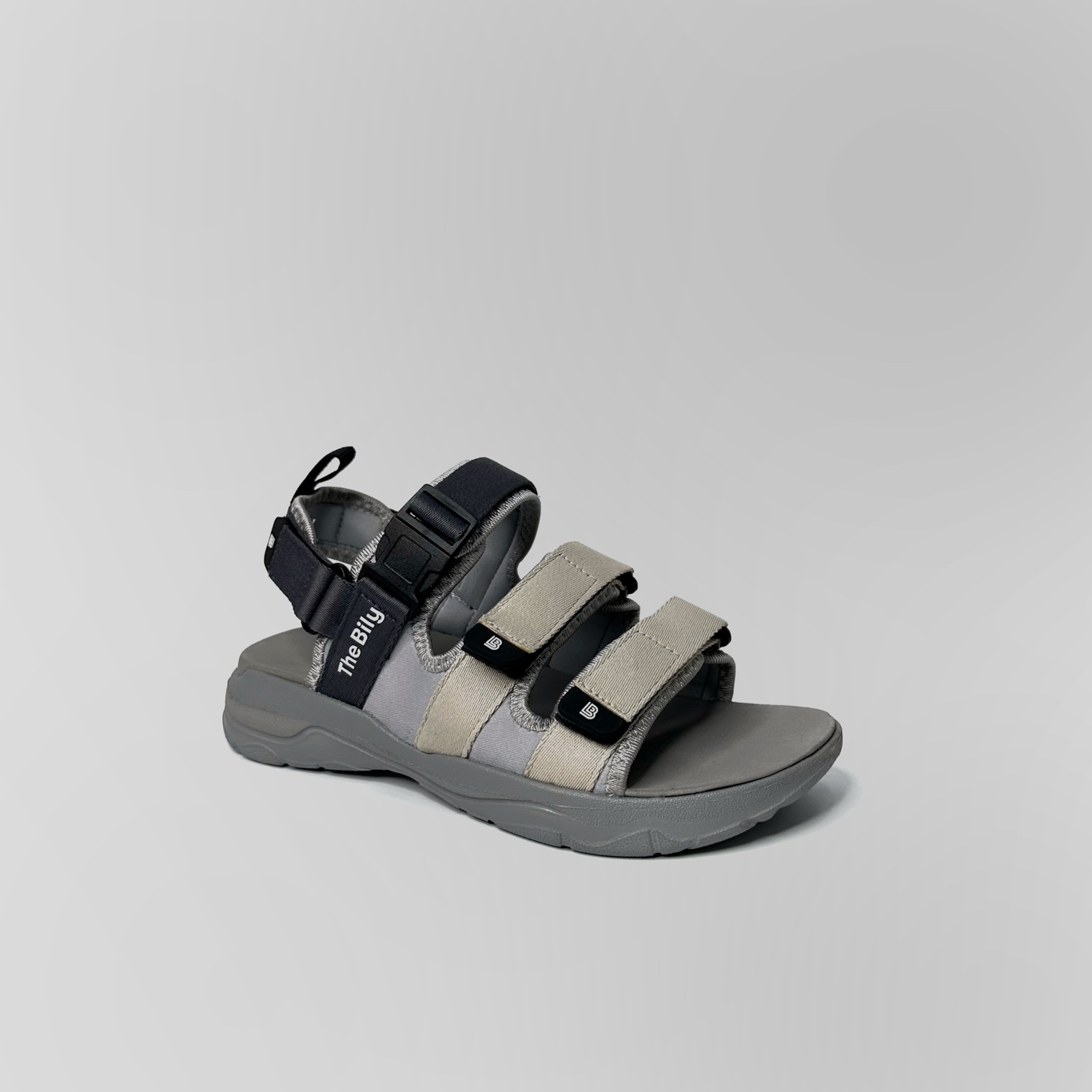 Giày Sandal Nam Nữ Unisex The BiLy Quai Ngang Dây Dù Đế IP Siêu Êm Nhẹ Đế Xám Màu Xám Kem-BLDX08