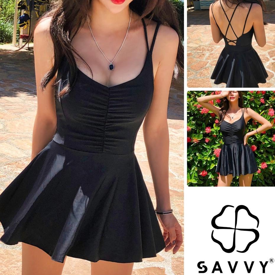 Đồ Bơi Nữ Kín Đáo Liền Thân - Bikini Áo tắm 1 mảnh dáng váy nhún ngực SAVVY one-piece swimsuit