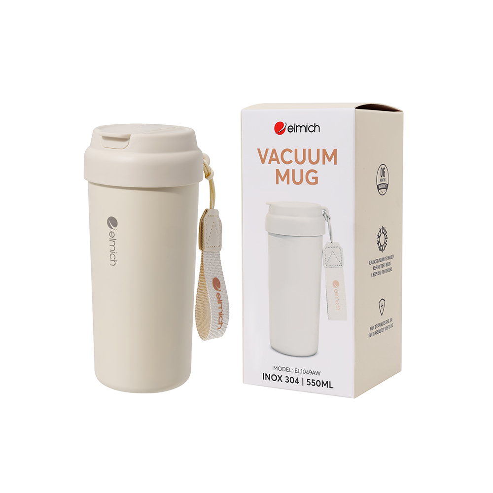 Ly Giữ Nhiệt Inox 304 Elmich EL1049 550ml, Hàng Chính Hãng, Đế Silicone, Quai Xách Tiện Lợi-JoyMall