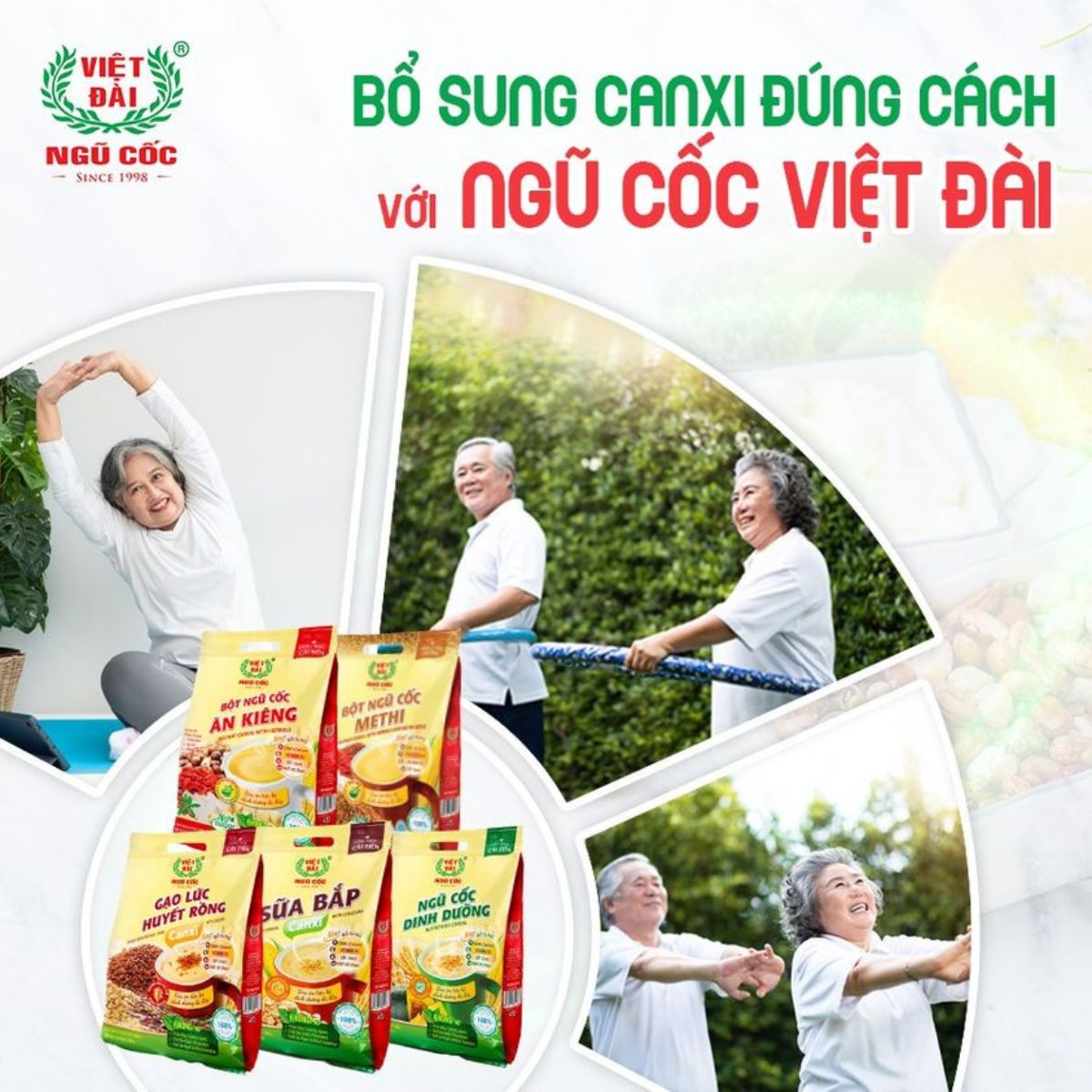 Bột Ngũ Cốc Gạo Lứt Canxi VIỆT ĐÀI Thơm Ngon Bổ Sung Canxi Giúp Xương Chắc Khỏe Túi 600gam