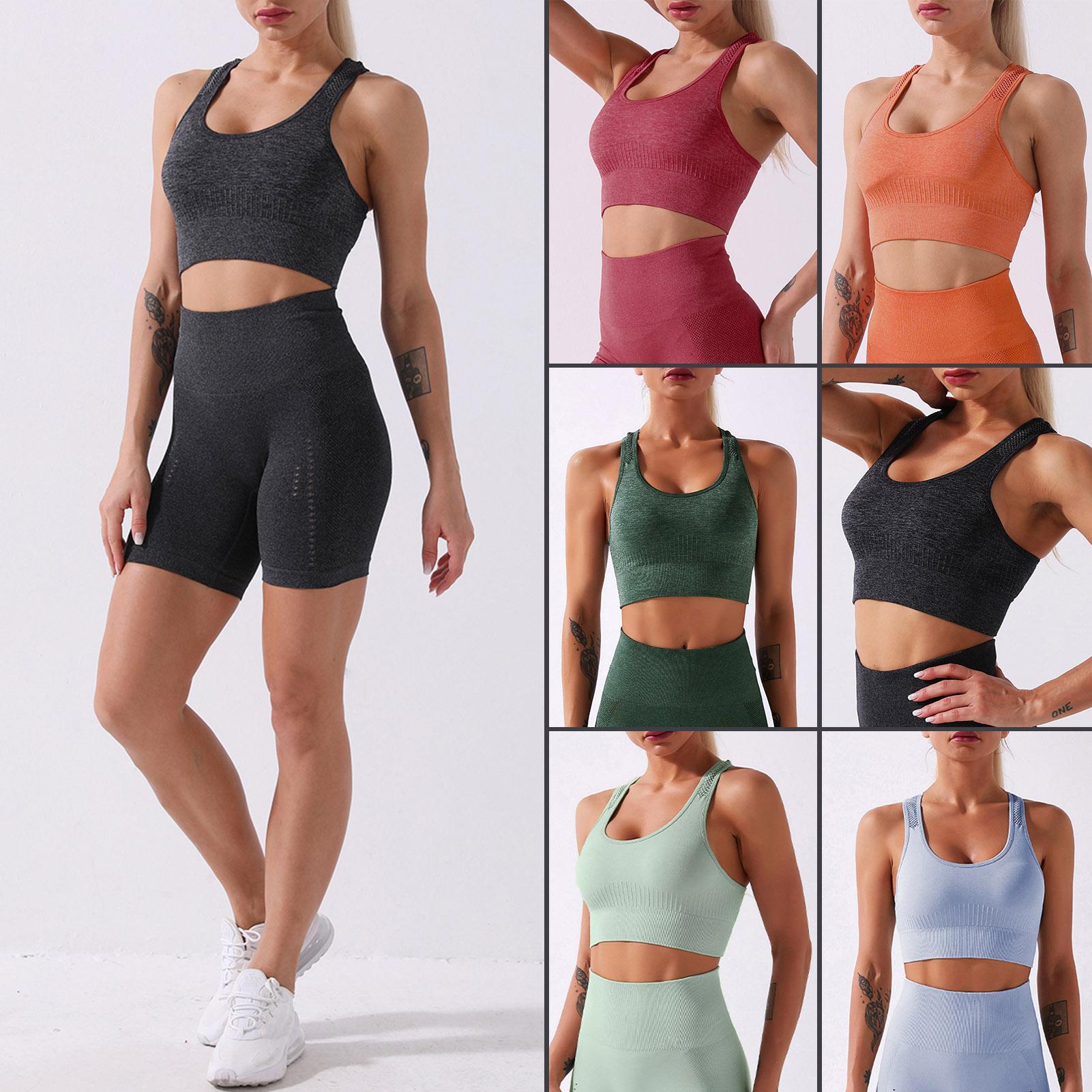 Set áo ngực thể thao và quần short lưng cao legging tiện lợi tập yoga, đạp xe, tập gym