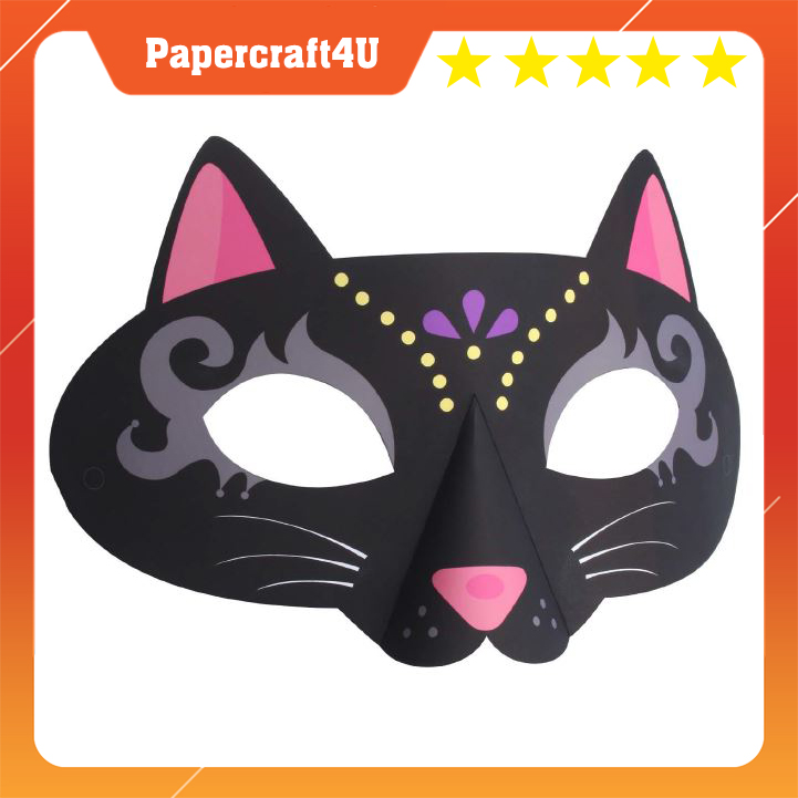 Mô hình giấy 3D Lễ hội Halooween Halowen Combo Mặt nạ hóa trang BAT and CAT