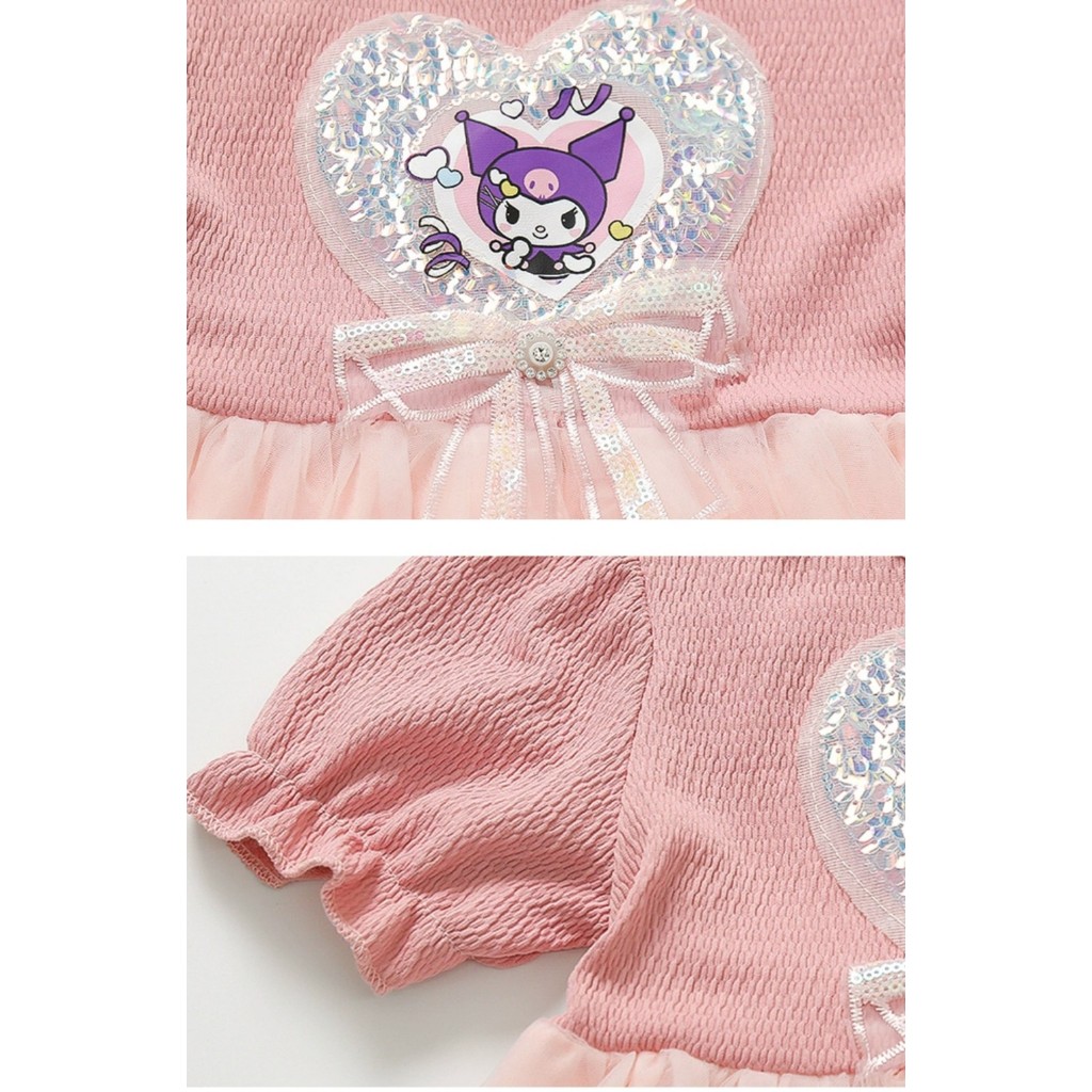 Đầm váy công chúa cho bé gái phong cách hàn quốc mẫu kuromi elsa size 10-20kg hàng Quảng Châu