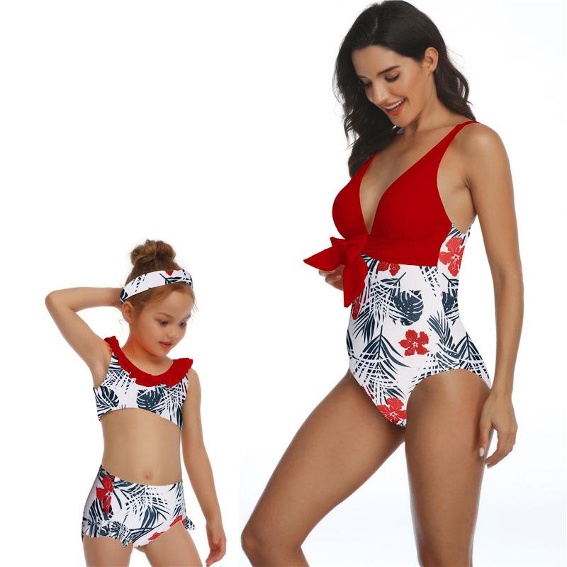Năm 2019 Họ Phù Hợp Với Đồ Bơi Mẹ Con Gái Đầm Mẹ Con Gái Bikini Áo Tắm Đồ Bơi Trẻ Em Họ Phù Hợp Với Trang Phục