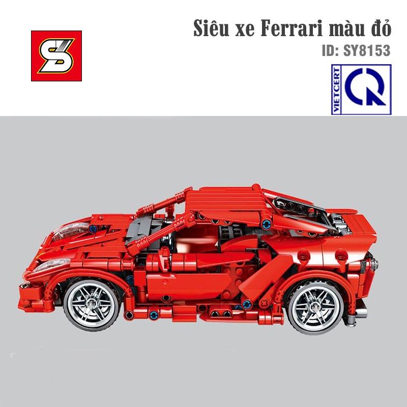 Đồ Chơi Lắp Ghép Xếp Hình Kéo Cót Siêu Xe Ferrari Màu Đỏ - SY BLOCK SY8153 - 603 chi tiết