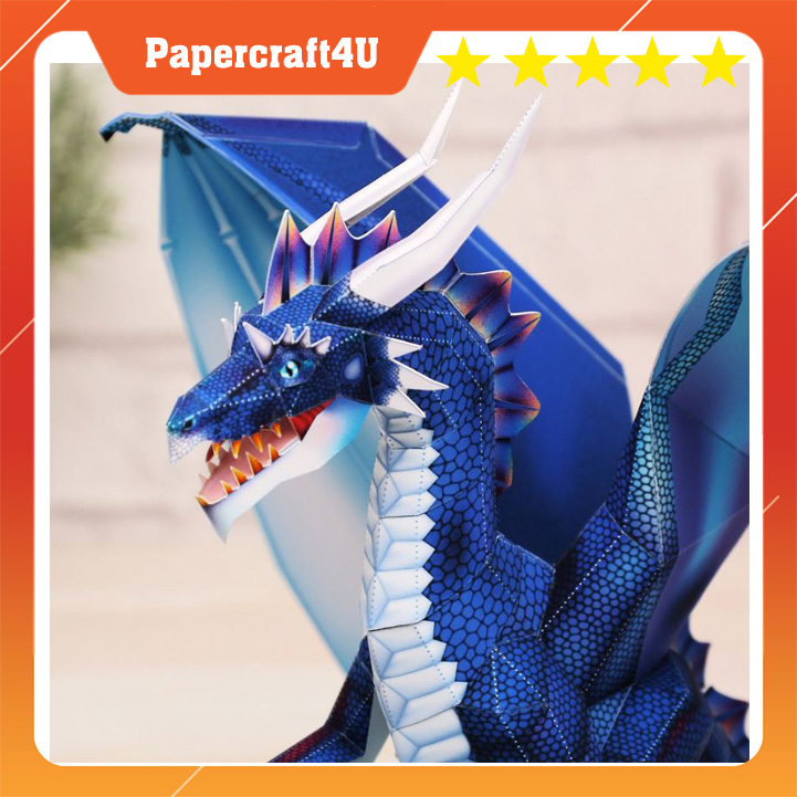 Mô hình giấy 3D Động vật Rồng Xanh Blue Dragon