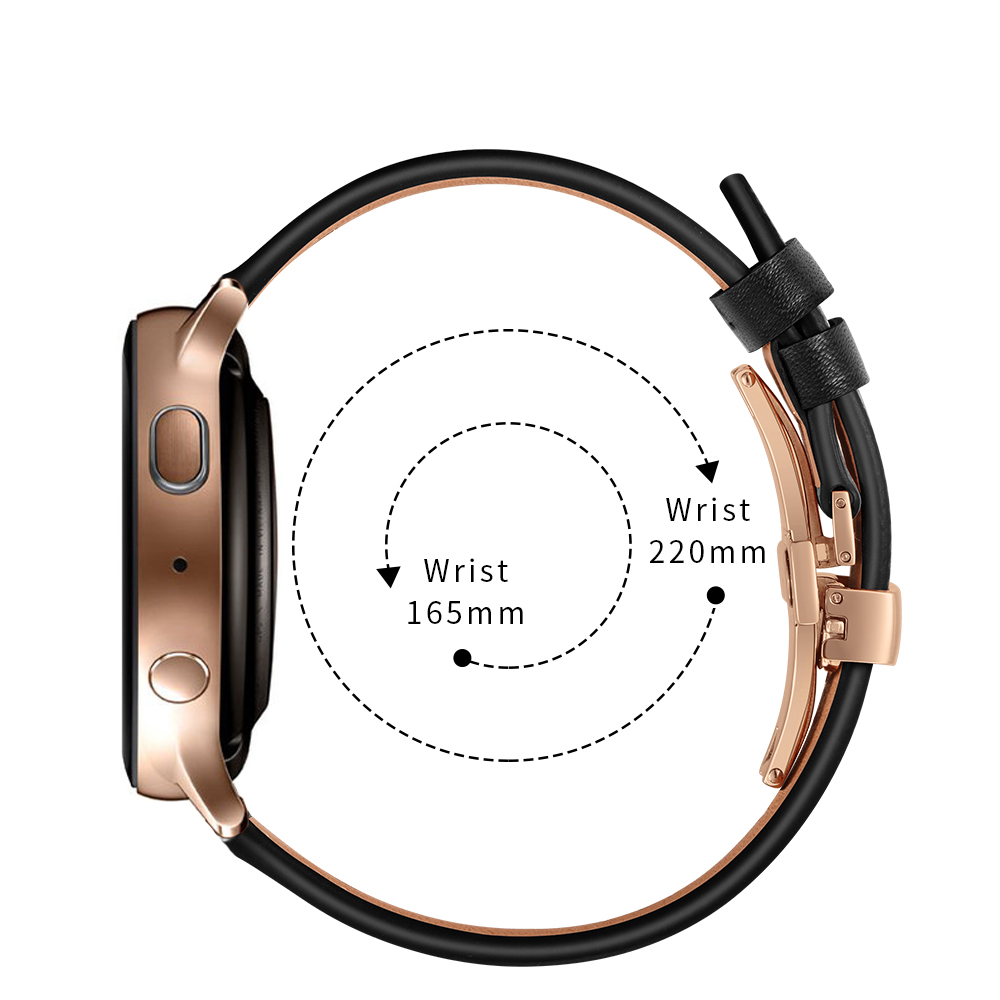 Dây Da Khóa Bướm Gold Chống Gãy Size 20mm Cho Galaxy Watch Active 1 / Galaxy Watch 42 / Galaxy Watch Active 2