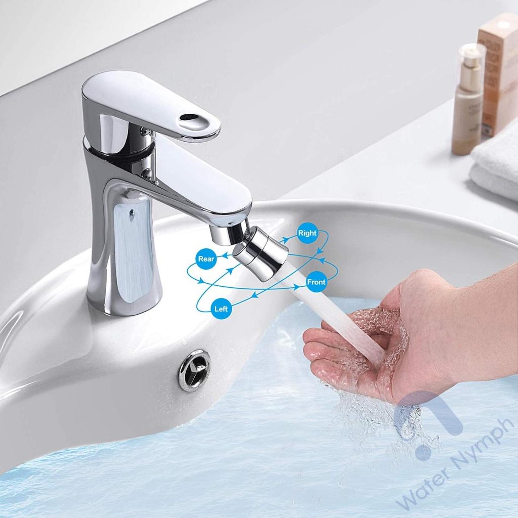 Đầu nối vòi nước xoay 360 độ Waternymph N34, bằng đồng thau, tạo bọt, chống bắn, hai chế độ phun nước (tặng kèm bộ ren)