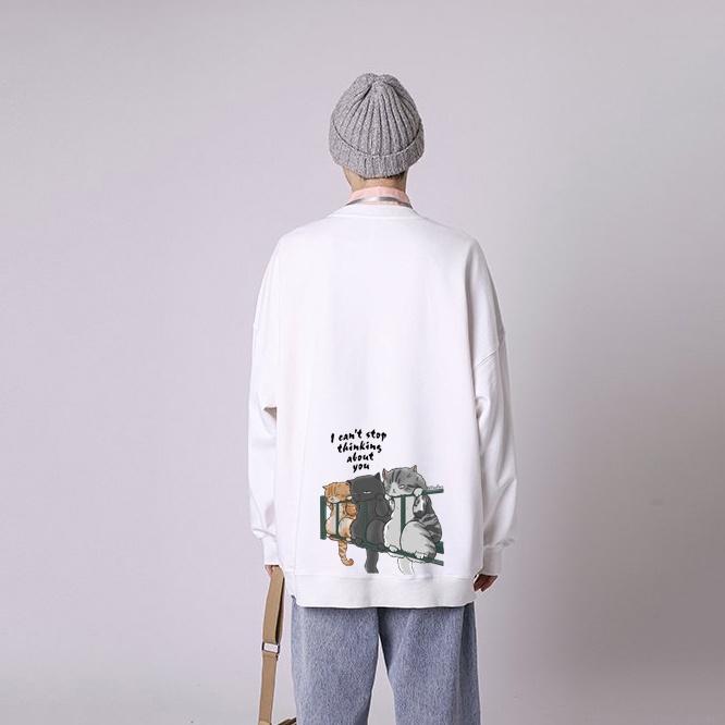 Áo dài tay trơn NỈ BÔNG Unisex MonsterX MÈO LAN CAN Sweater Ulzzang cặp đôi nam nữ form rộng oversize Hàn Quốc