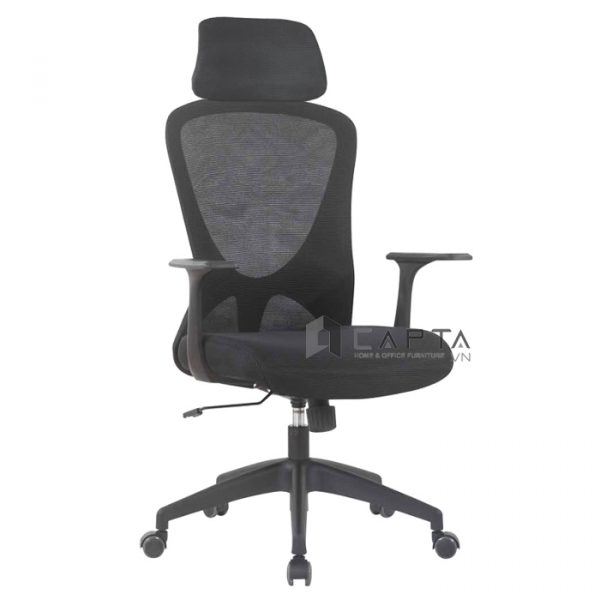 Ghế xoay văn phòng lưng lưới CM4279-M Nội thất Capta Ghế ngồi làm việc lưng lưới nệm vải có tay nhựa chữ T