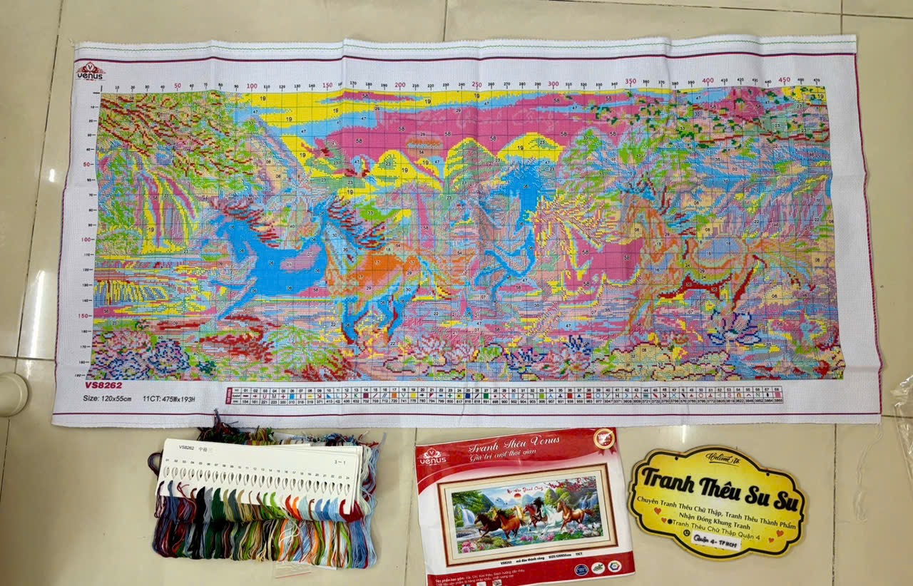 Tranh thêu kín Mã đáo thành công vs8262, kích thước 120 x 55 cm
