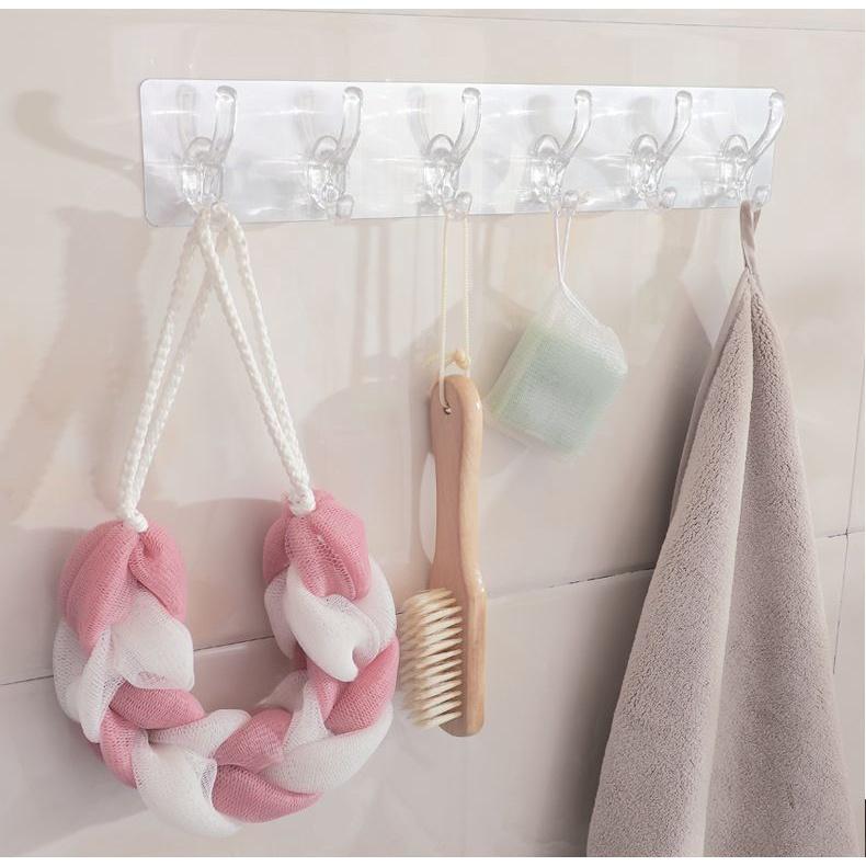 THANH TREO 6 MÓC LOẠI DÁN TƯỜNG SIÊU DÍNH CHỊU LỰC TỐT