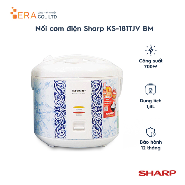 Nồi Cơm Điện Nắp Gài Sharp KS-181TJVBM (1.8L) - Hàng chính hãng