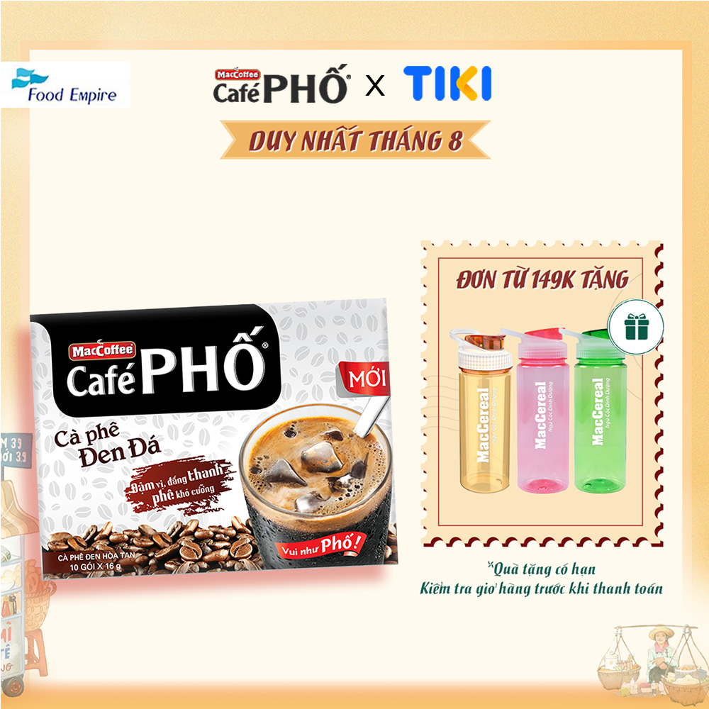 Cà phê Phố Đen Đá - Maccoffee (hộp 10 gói x 16g)