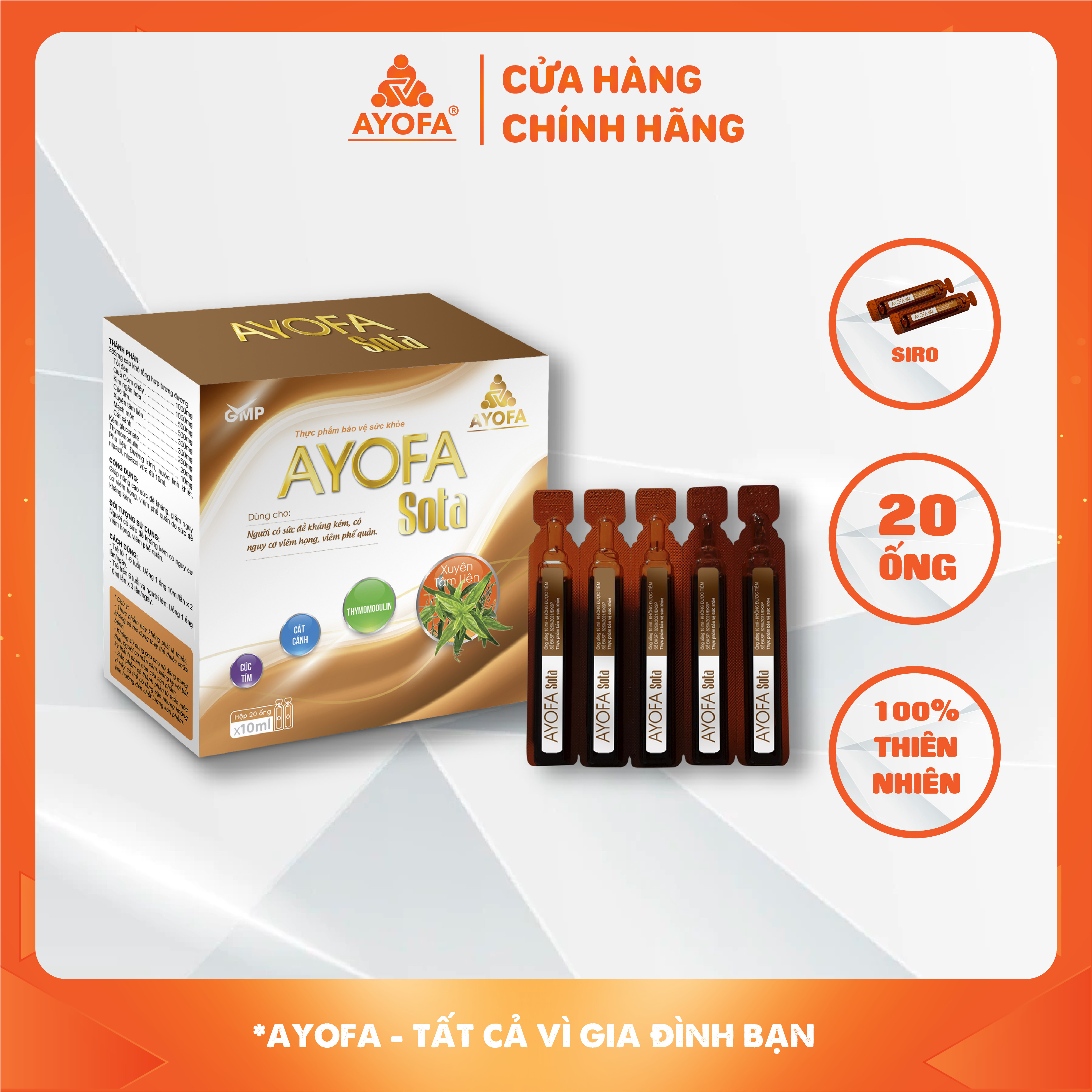 Bảo vệ hô hấp Ayofa Sota 20 ống/ Hộp