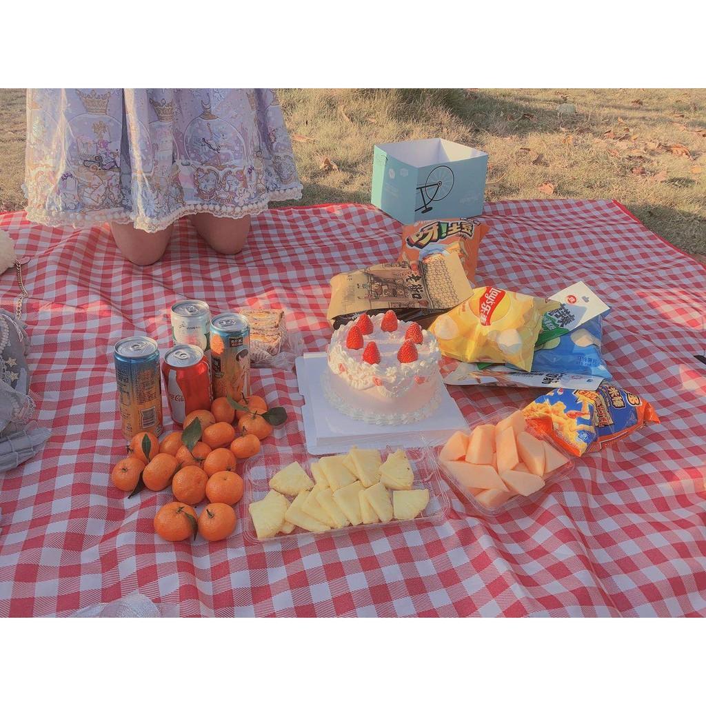 Bạt Trải Picnic Miếng Lót Du Lịch Dã Ngoại Xếp Gọn Họa Tiết Caro vintage