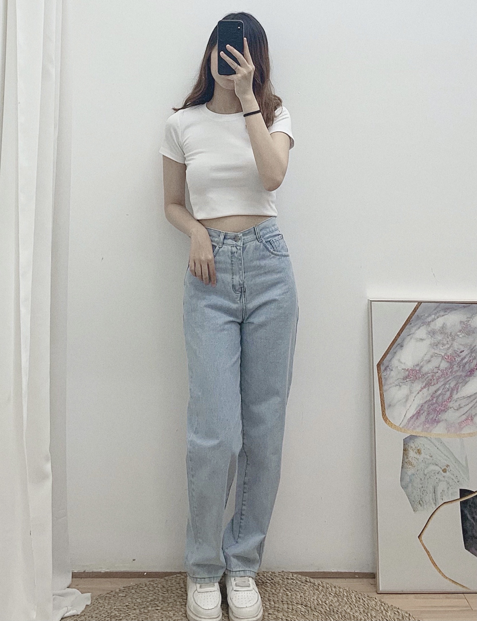 Quần Jean Nữ Baggy Ống Suông Ống Rộng Hàn Quốc - Leda