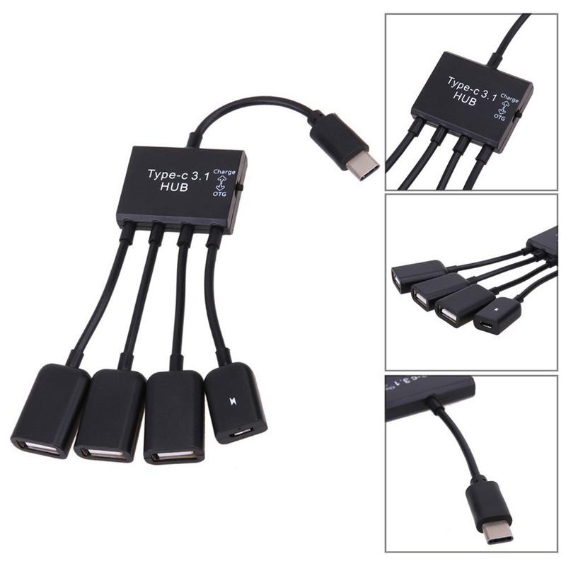 Cáp OTG Type C ra 3 cổng Usb hỗ trợ sạc nguồn cho Điện thoại, Máy tính bảng