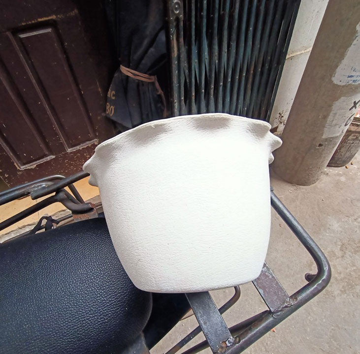 10 chậu hoa ốp tường viền tim - màu trắng