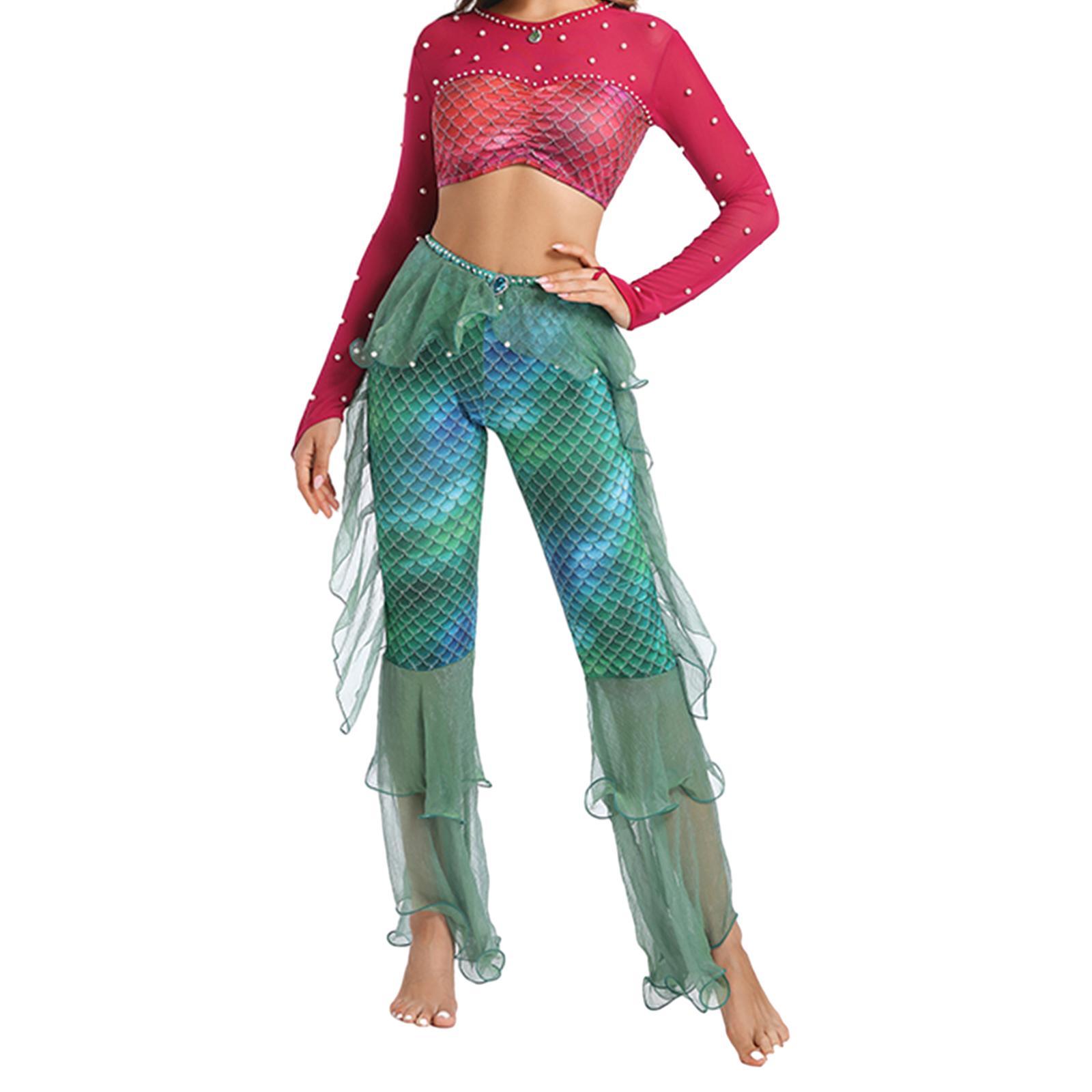 Womens Mermaid Costume Pretend Play Clothes Fancy Dress Night Club