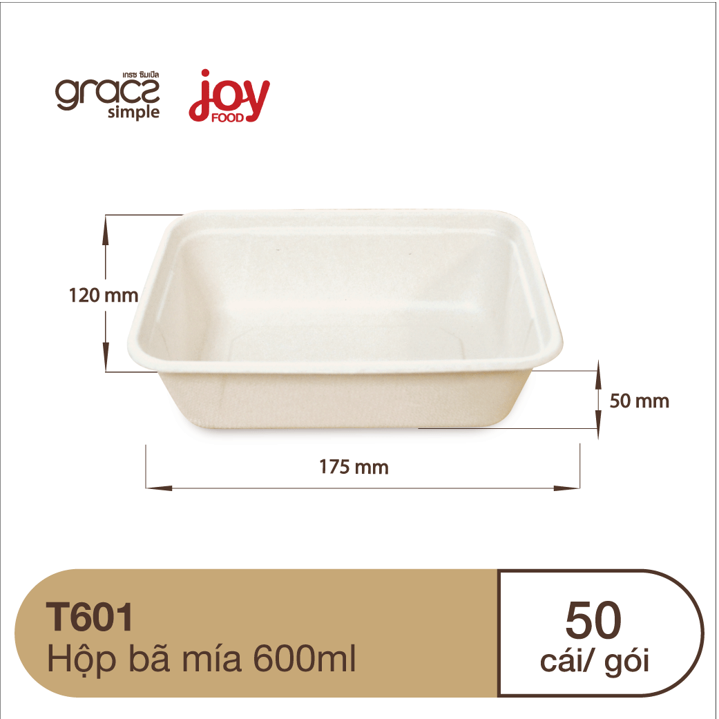 50 hộp bã mía chữ nhật Thái Lan 600ml