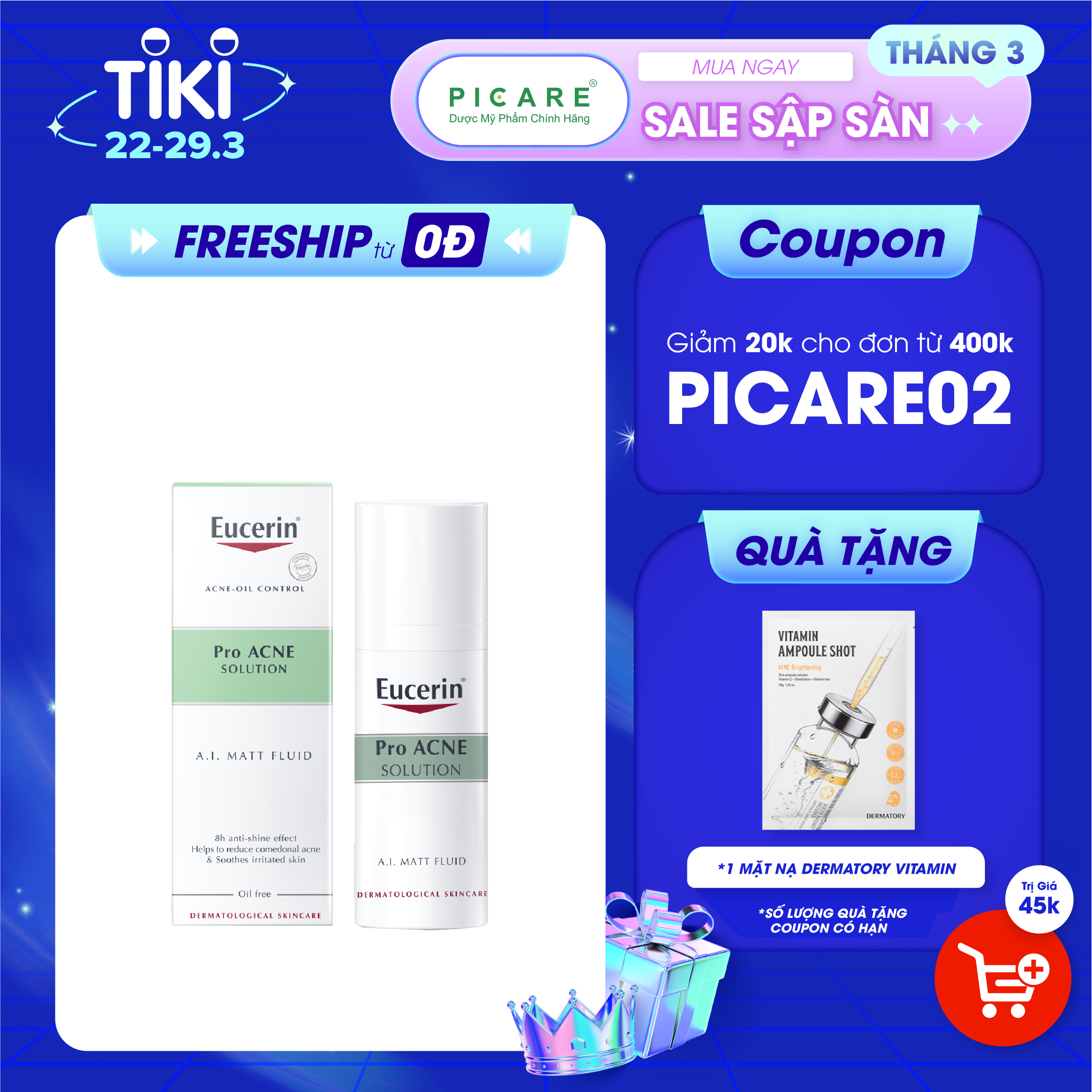 Kem Kiểm Soát Dầu cho Da Mụn Eucerin ProACNE Solution Matt Fluid (50 ml)