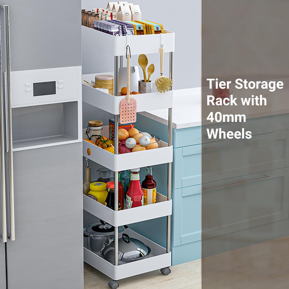 Kệ lưu trữ 5 tầng với bánh xe