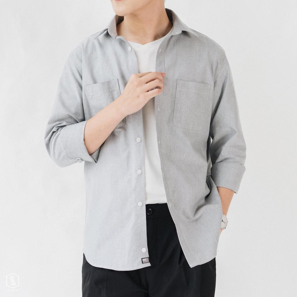 Áo sơ mi nam dài tay thiết kế cổ đức 2 túi ngực SSSTUTTER vải Cotton cao cấp thấm hút mồ hôi 5 màu Oval Shirt